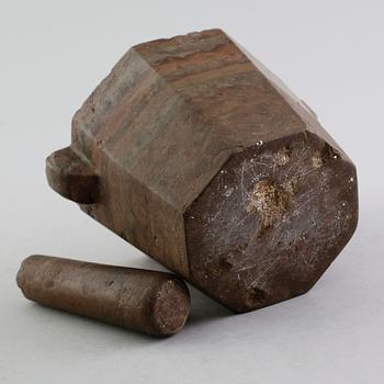 MORTEL, täljsten, med stöt, 1800-tal.