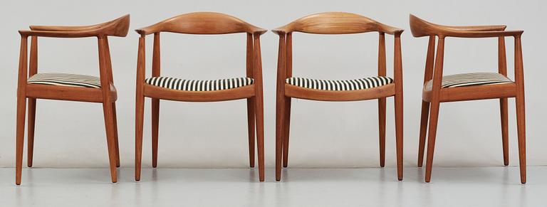 STOLAR, 4 st, "The Chair" Hans J Wegner, Johannes Hansen, Danmark, 1900-talets mitt.