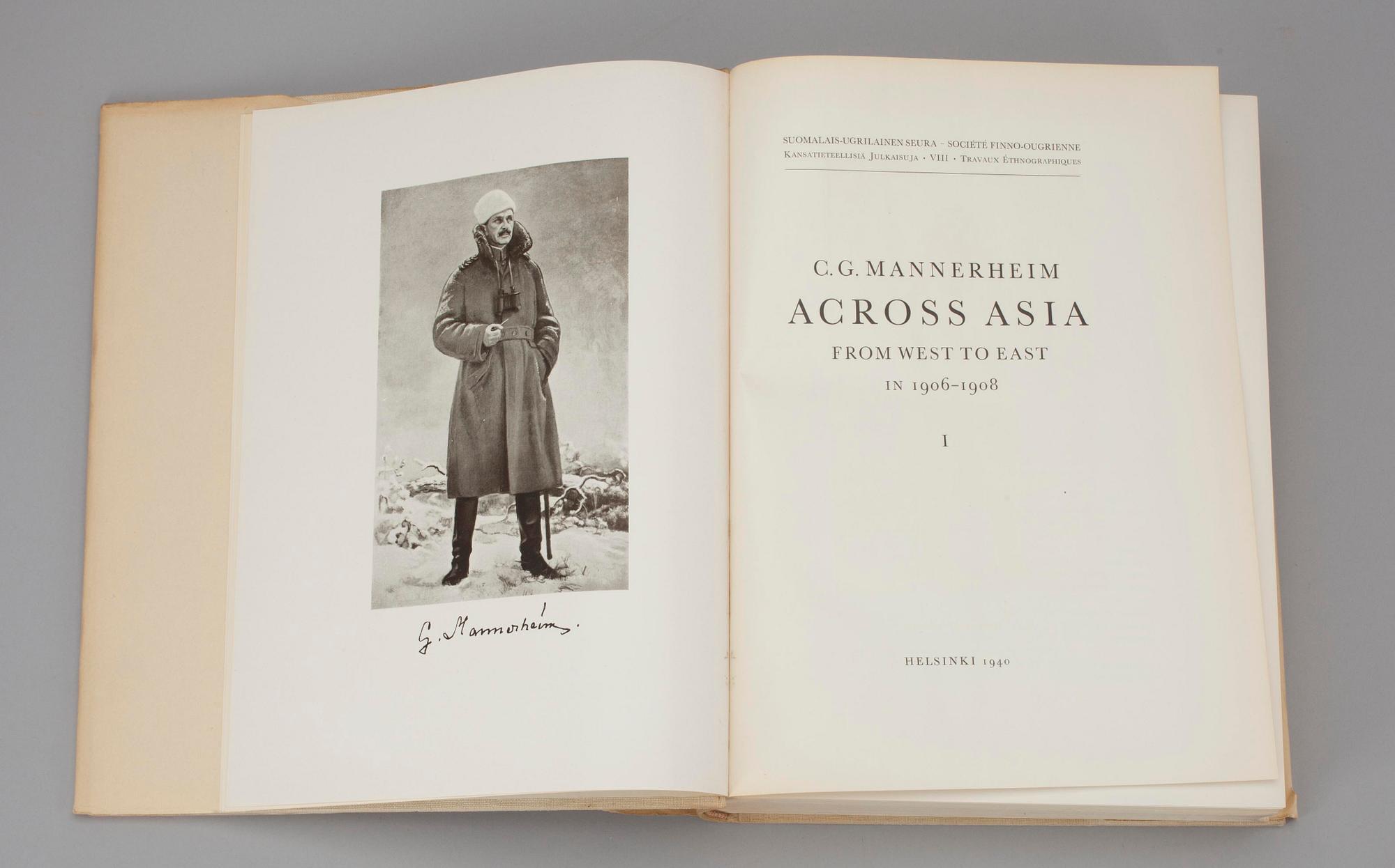 BOK, 2 delar, C.G.Mannerheim "Across Asia From West to East" Helsingfors 1940.