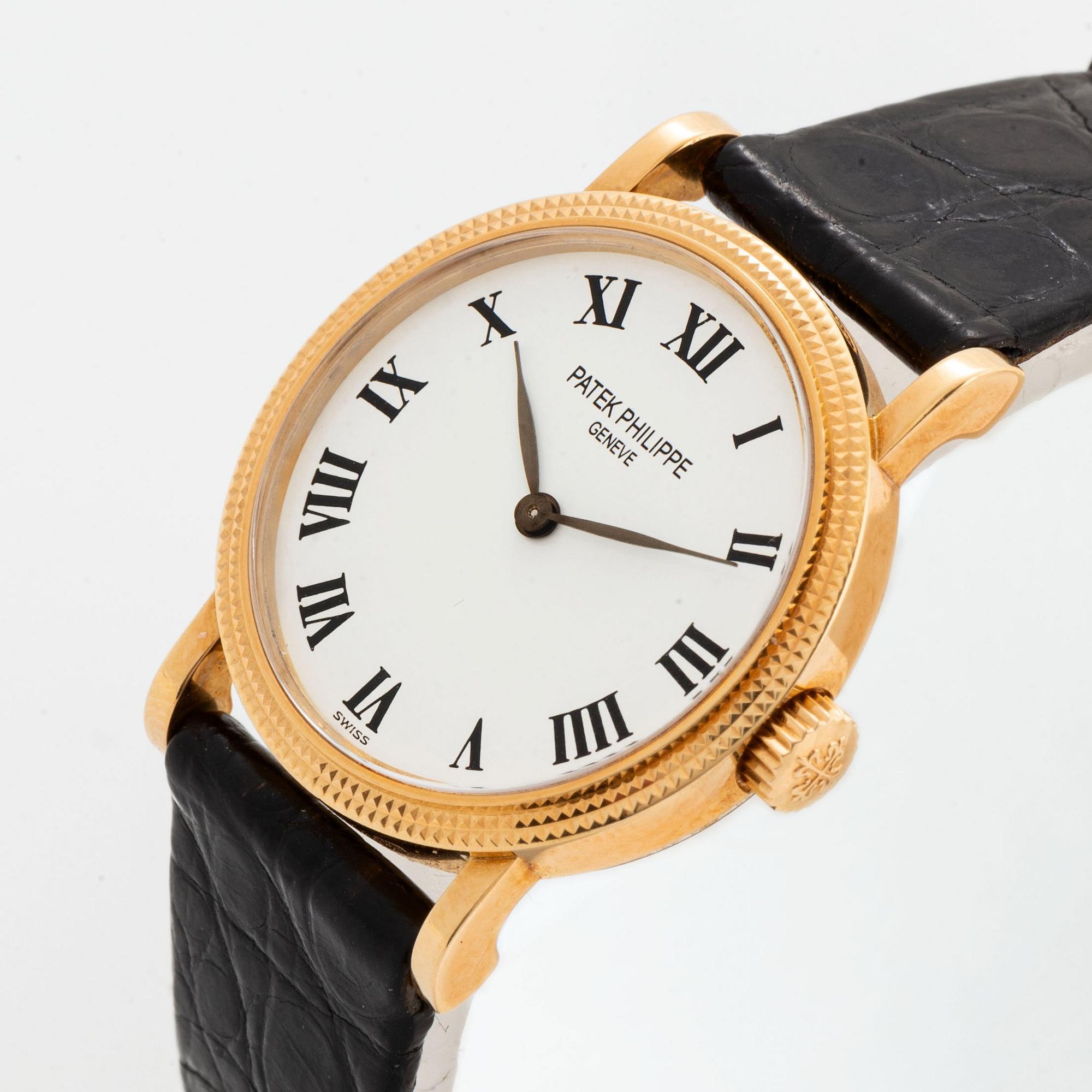 Patek Philippe, Calatrava, "Clous de Paris", wristwatch, 25 mm.
