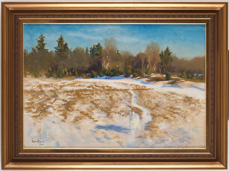 Bruno Liljefors, Winterlandscape with hare.