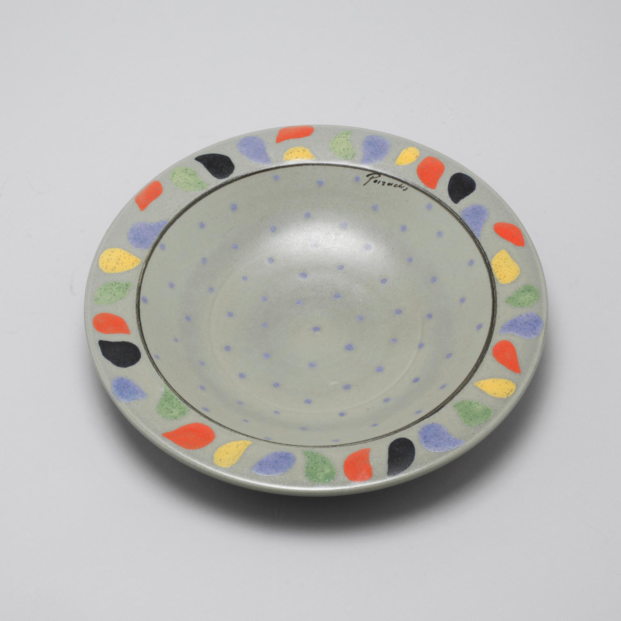One vase, one bowl and three candleholders from Paradisverkstan at Öland, late 20th century.