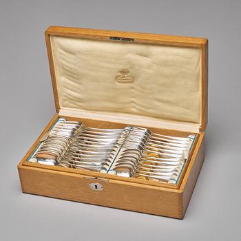 214. A Swedish 49 piece silver table-cutlery, mark of Gustaf Mollenborg, Stockholm 1906.