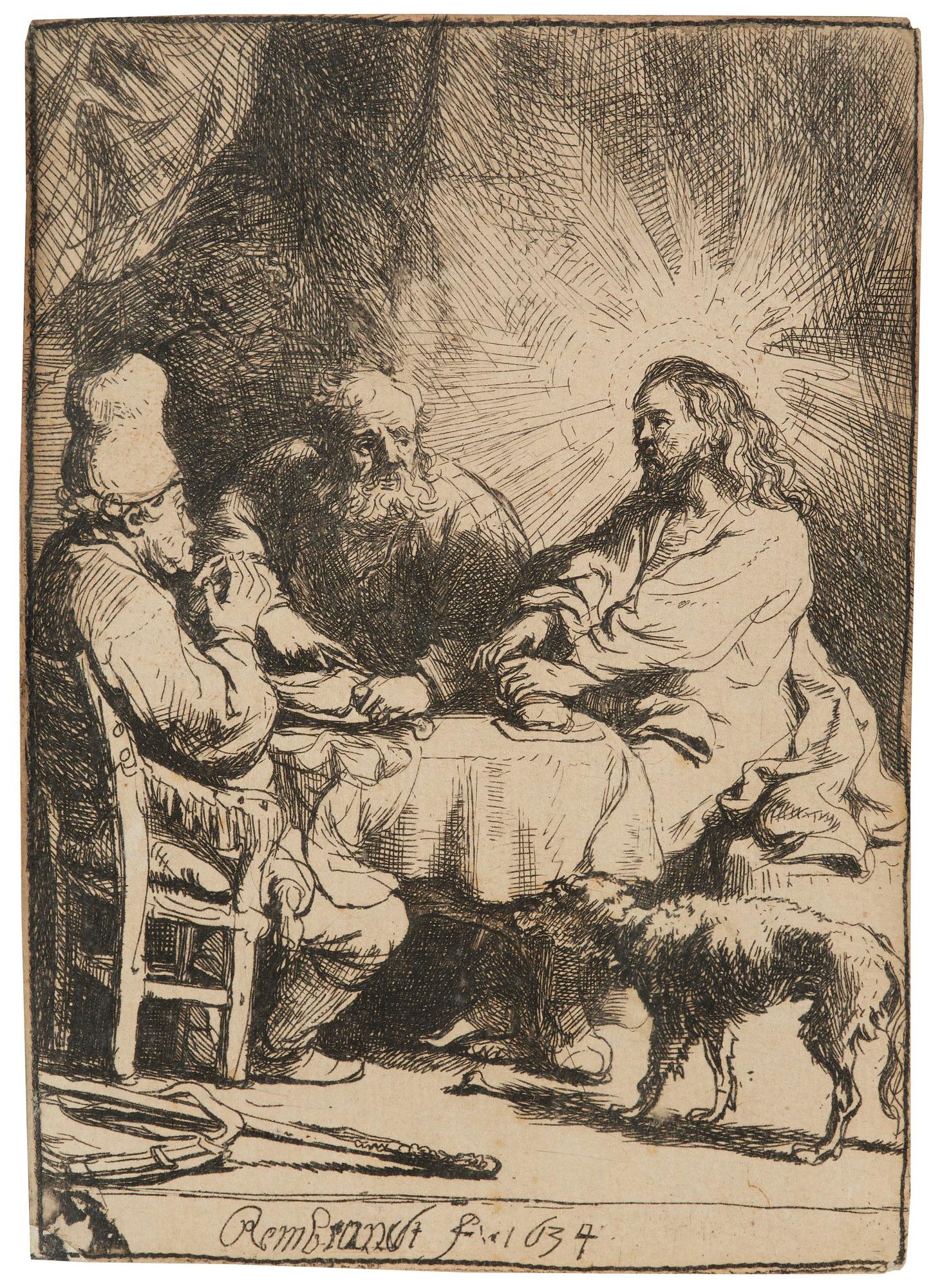 Rembrandt Harmensz van Rijn, "Christ at Emmaus" (the smaller plate).
