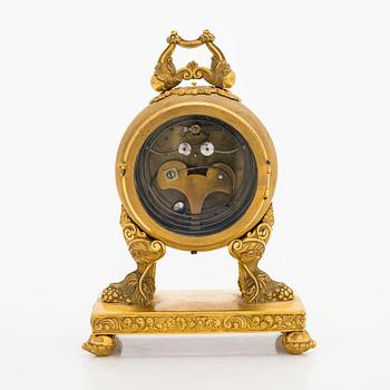 Pöytäkello, kullattua metallia, Ranska 1800-luvun loppupuoli.