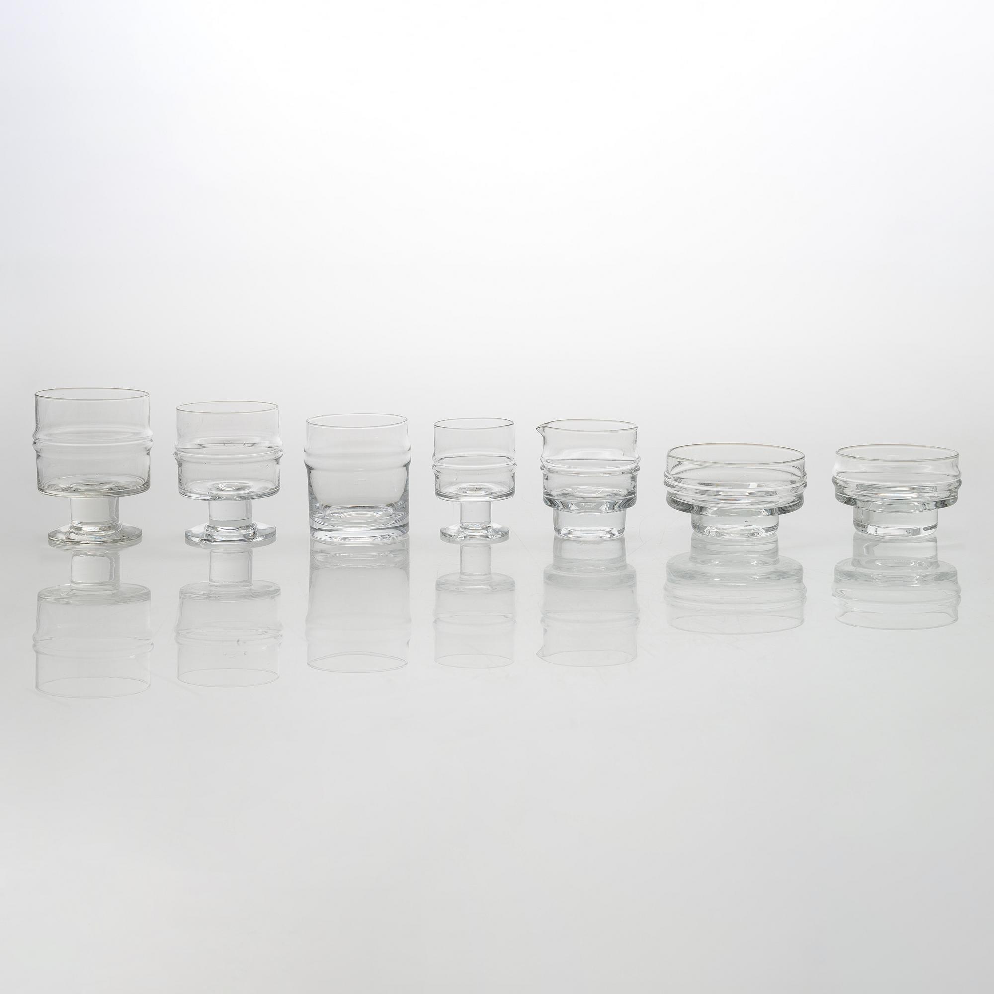 Timo Sarpaneva, set of 54 'Ripple' 2054 glasses for Iittala.