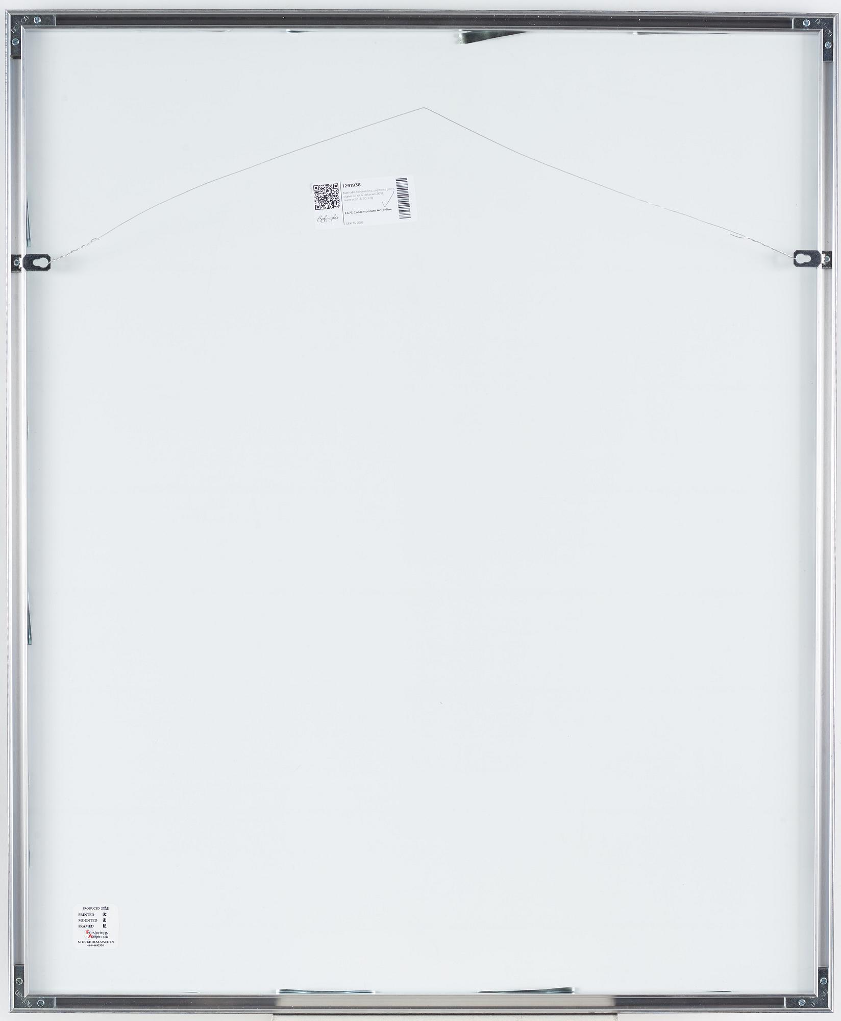 Nathalia Edenmont, pigment print, signed and dated 2018, numbered 3/50.