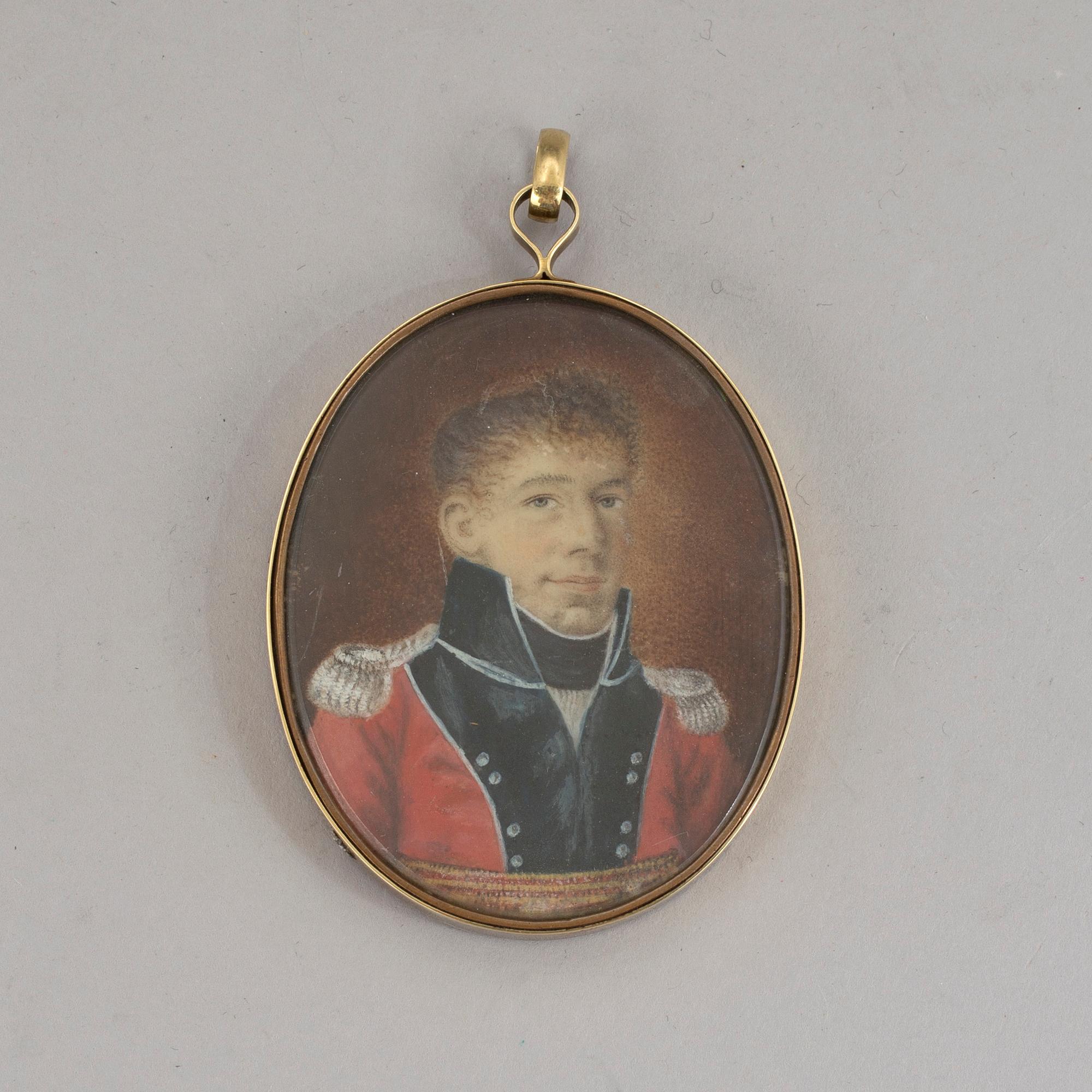 OKÄND KONSTNÄR, miniatyr, gouache på ben, empire, troligen Ryssland, 1800-talets början.