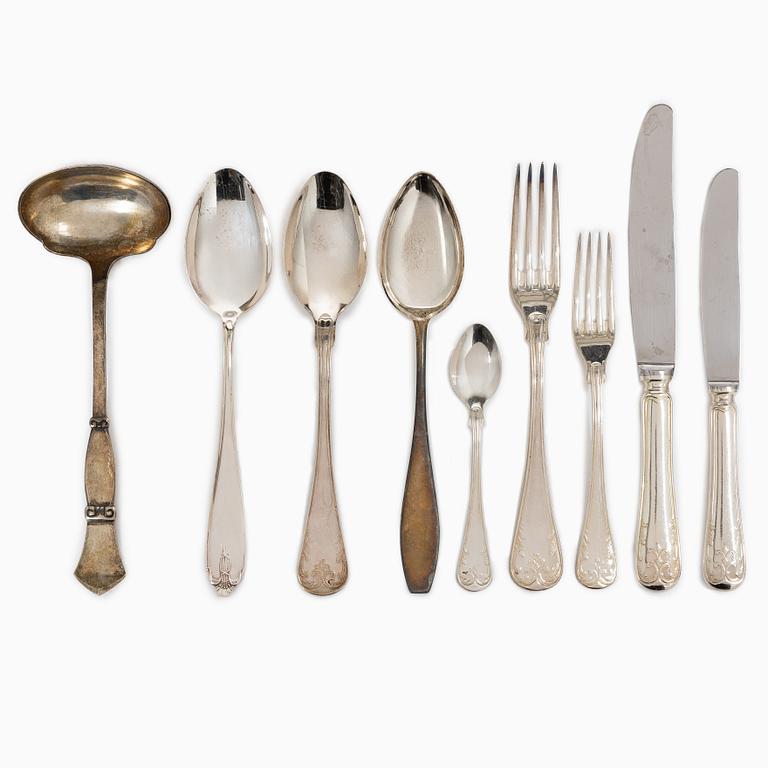 A 72-piece silver flatware set, Mema, Sweden, 1973-75, and eight other pieces of varying models.