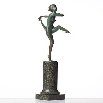 JOSEF LORENZL, a patinated bronze art déco sculpture of a dancer, Austria.