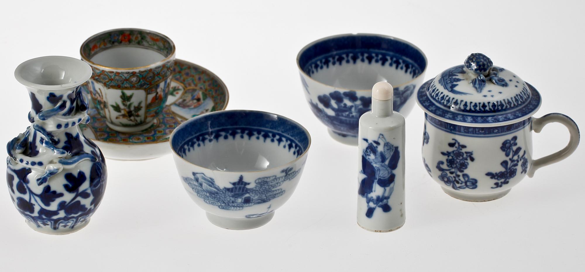 PARTI PORSLIN, 6 delar, Kina, 1700-1800-tal.