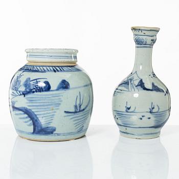 Jar and vase, porcelain, China, 19th century.