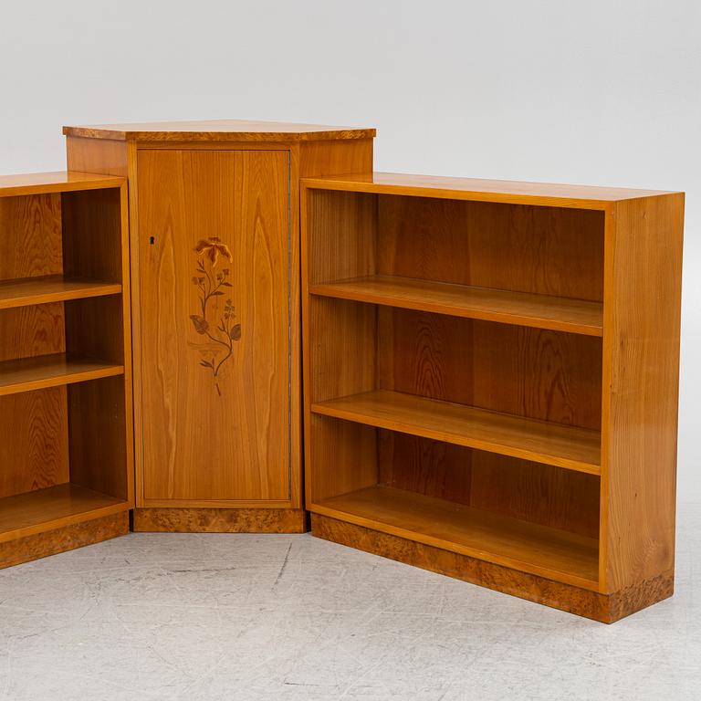 Bookshelves, a pair, functionalist style, 1930s/40s.