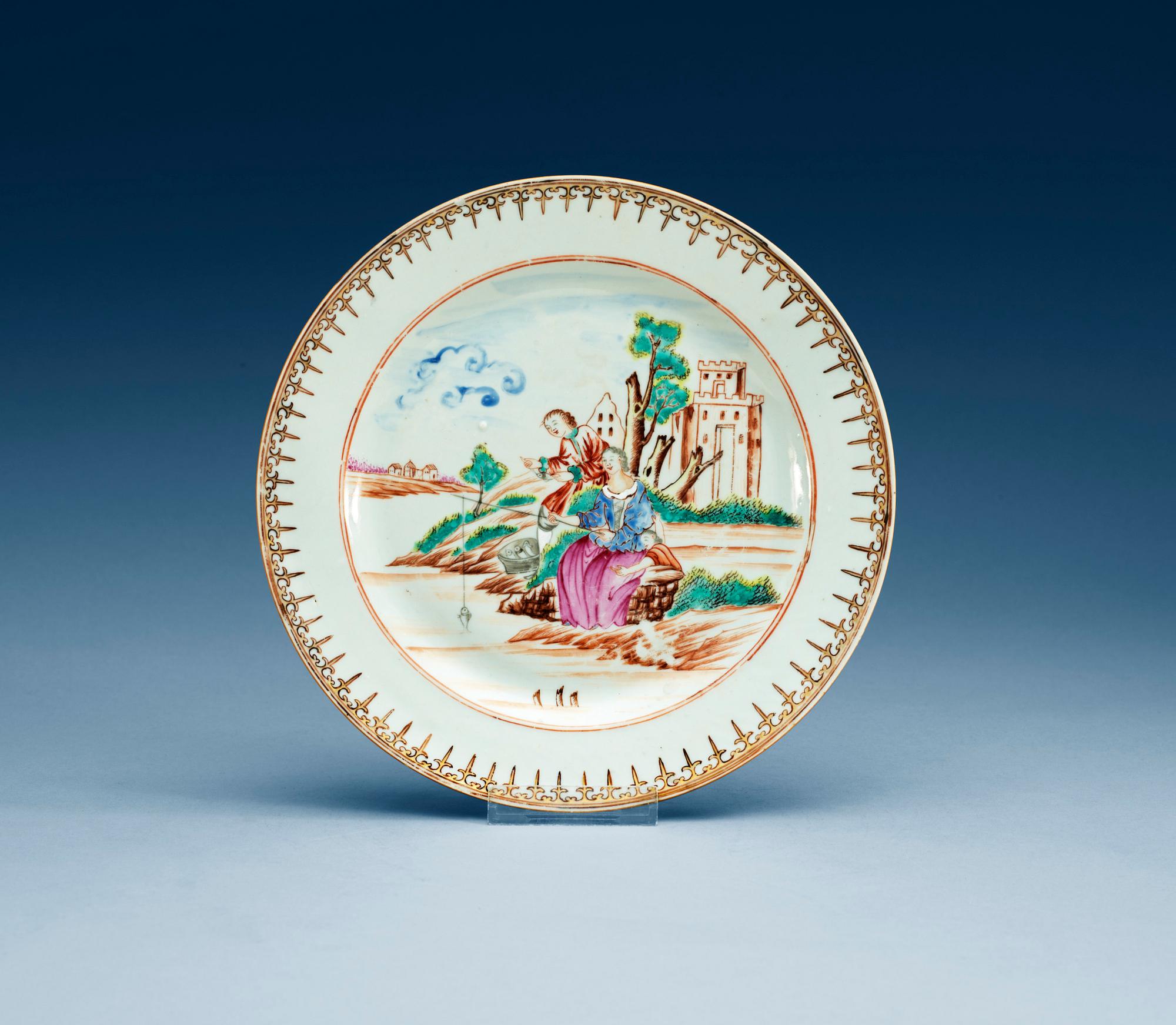 TALLRIK, kompaniporslin. Qing dynastin, Qianlong (1736-95).