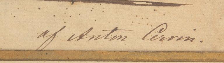 Okänd konstnär 1700/1800-tal , drawing signed Anton Cervin.