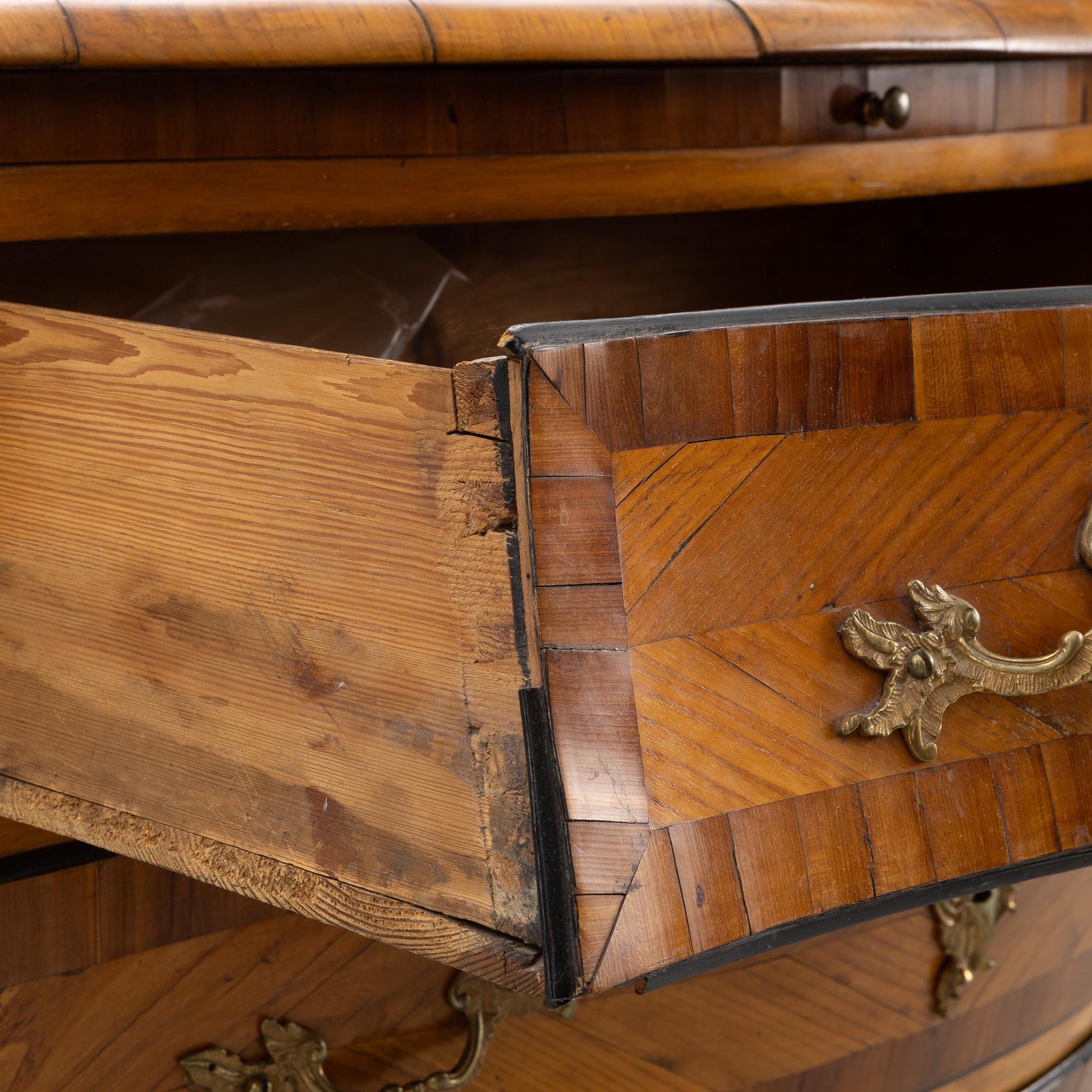 A Swedish parquetry rococo commode, Stockholm, later part 18th century.