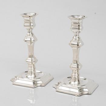 Pedro Duran, a pair of Baroque style sterling silver candle sticks, Spain.