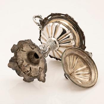 Bowl with lid, silver, Sweden, 1865.