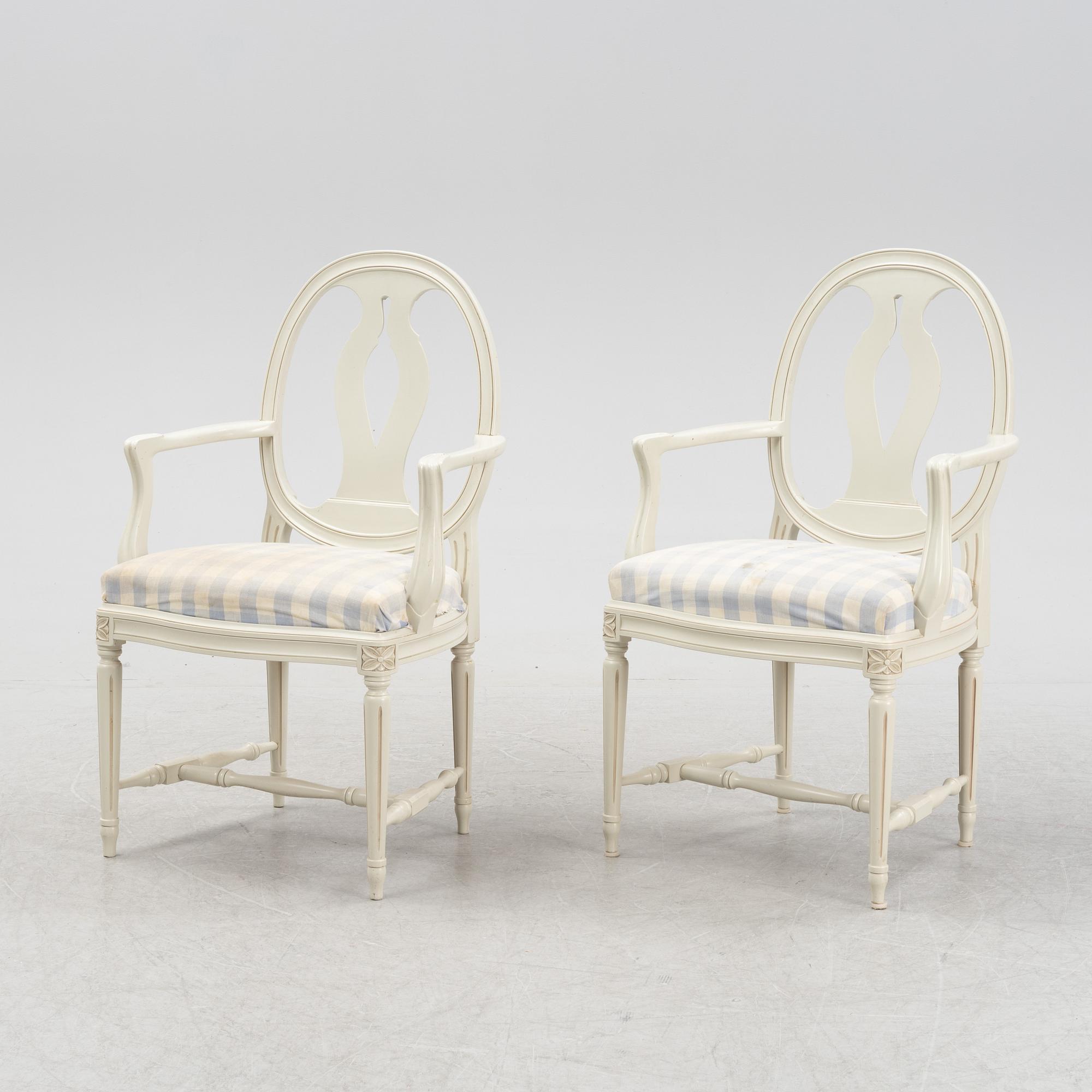 A pair of Gustavian style chairs, second half of the 20th Century.