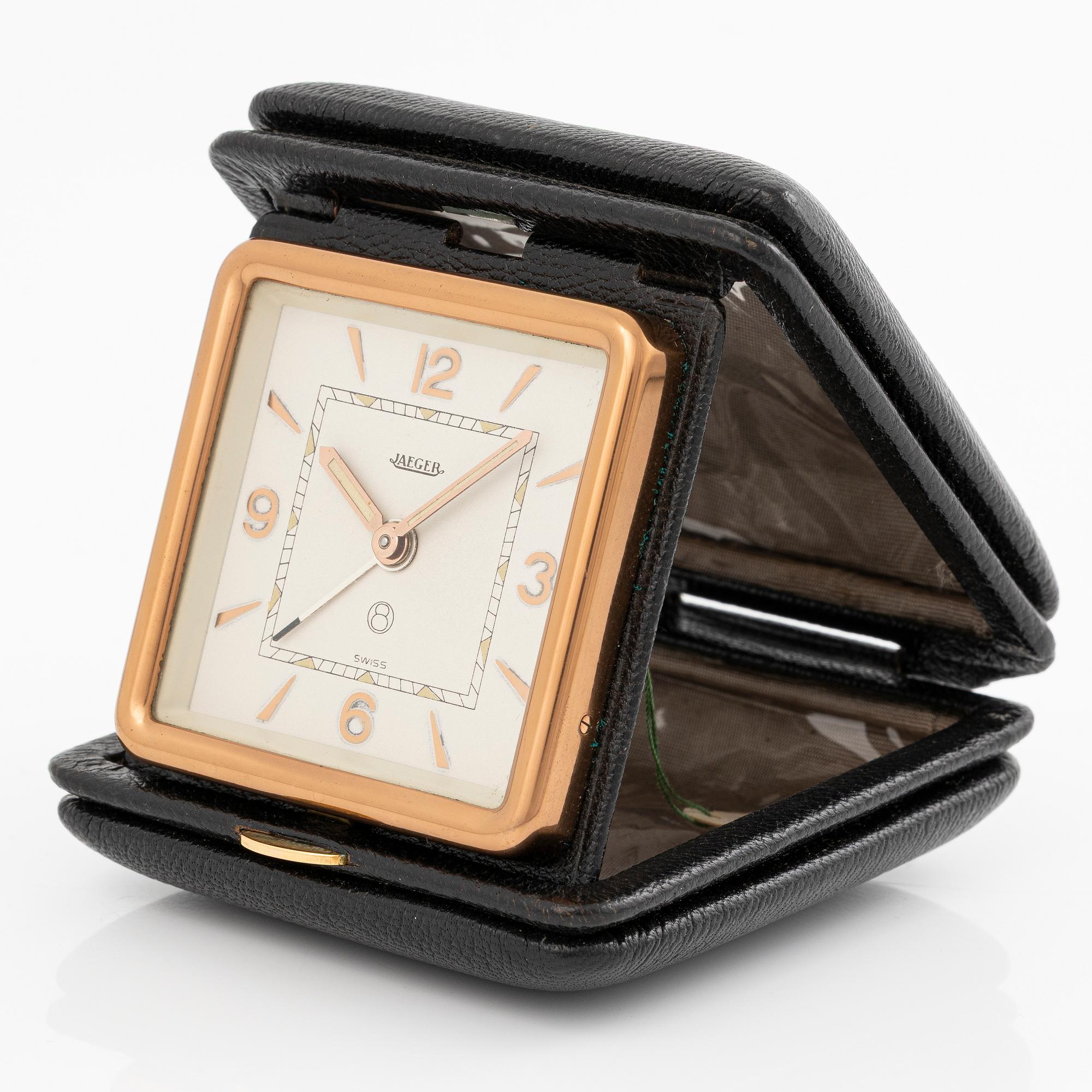 Jaeger, travel alarm clock, 72 x 85 x 34 mm.