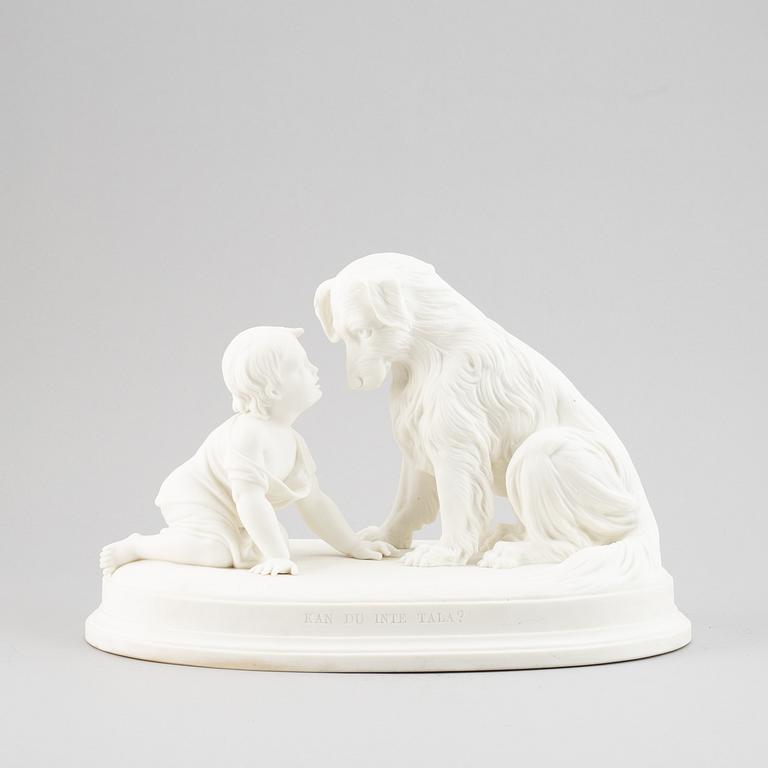 SKULPTUR, parian, stor modell, "Kan du inte tala" Gustavsberg, 1900-tal.