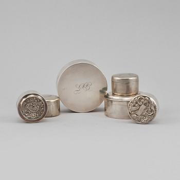 DOSOR, 6 st, silver, Sverige, 1800-tal, vikt 380 gram.