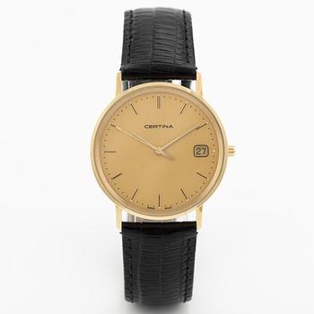 Certina, 18K gold, wristwatch, 33.5 mm.