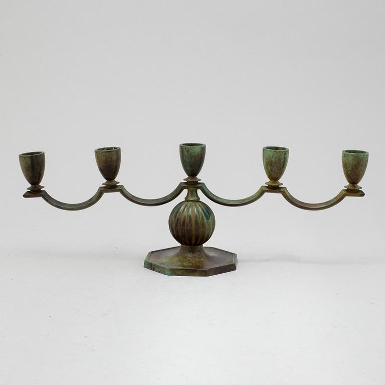 GAB, kandelaber, patinerad brons, 1930-tal.