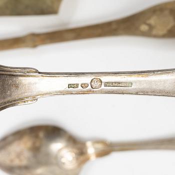 Cutlery, 30 pieces, silver, including Sweden, 19th century.