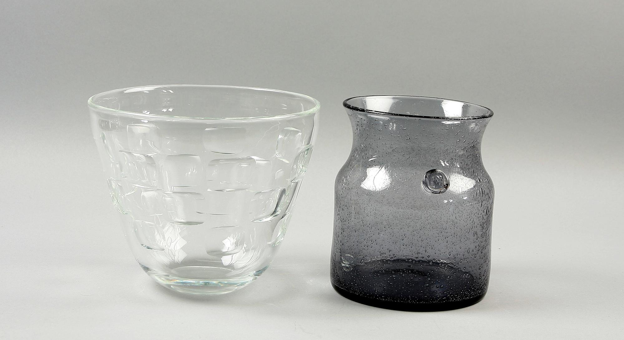 VASER, 2 st, glas, Bengt Orup samt Erik Höglund, sign.