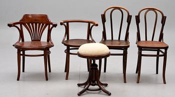 KARMSTOLAR, 2 st , STOLAR, 2 st samt PALL, bl a Thonet, 1900-talets första hälft.