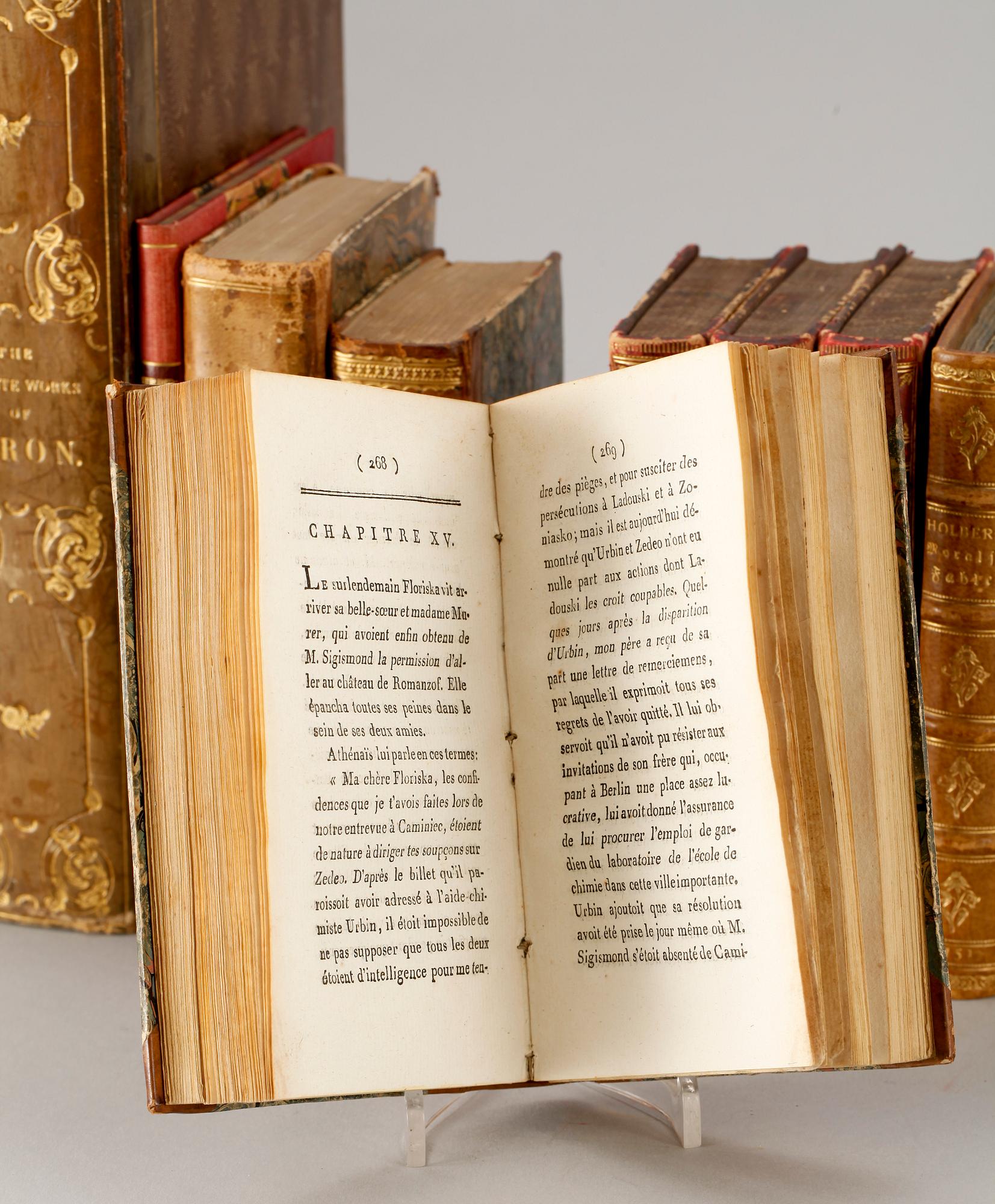 PARTI BÖCKER, 12 st, poesi och skönlitteratur, bla "Moralske Fabler" av Ludvig Holberg, Köpenhamn 1751.