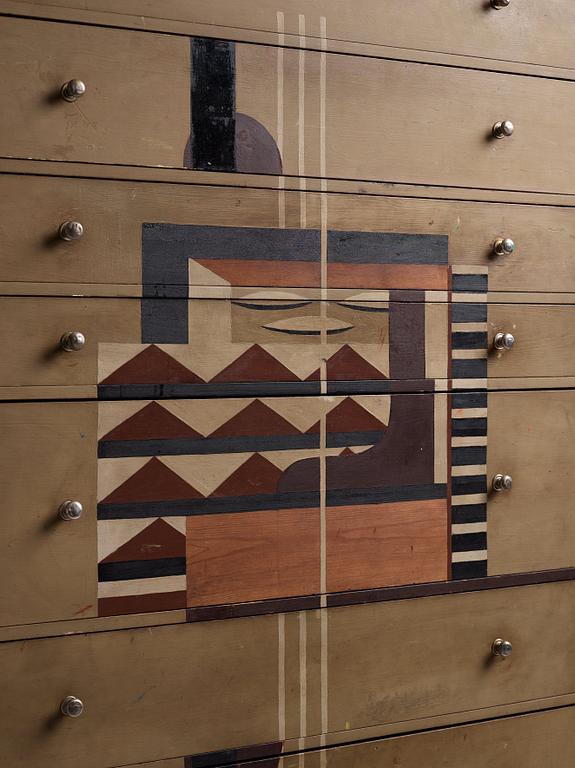 Ingegerd Torhamn, a modernist painted and decorated chest of drawers, Sweden ca 1930.