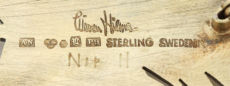 WIWEN NILSSON, a gilt sterling silver brooch of a rooster, Lund 1965, nr 11.