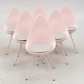 Arne Jacobsen, chairs, 6 pcs, "Drop chair", Fritz Hansen, Denmark, 2020.