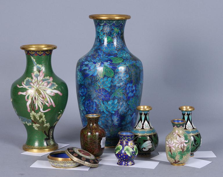 PARTI CLOISONNE, 8 st, orientaliska, 1900-tal.