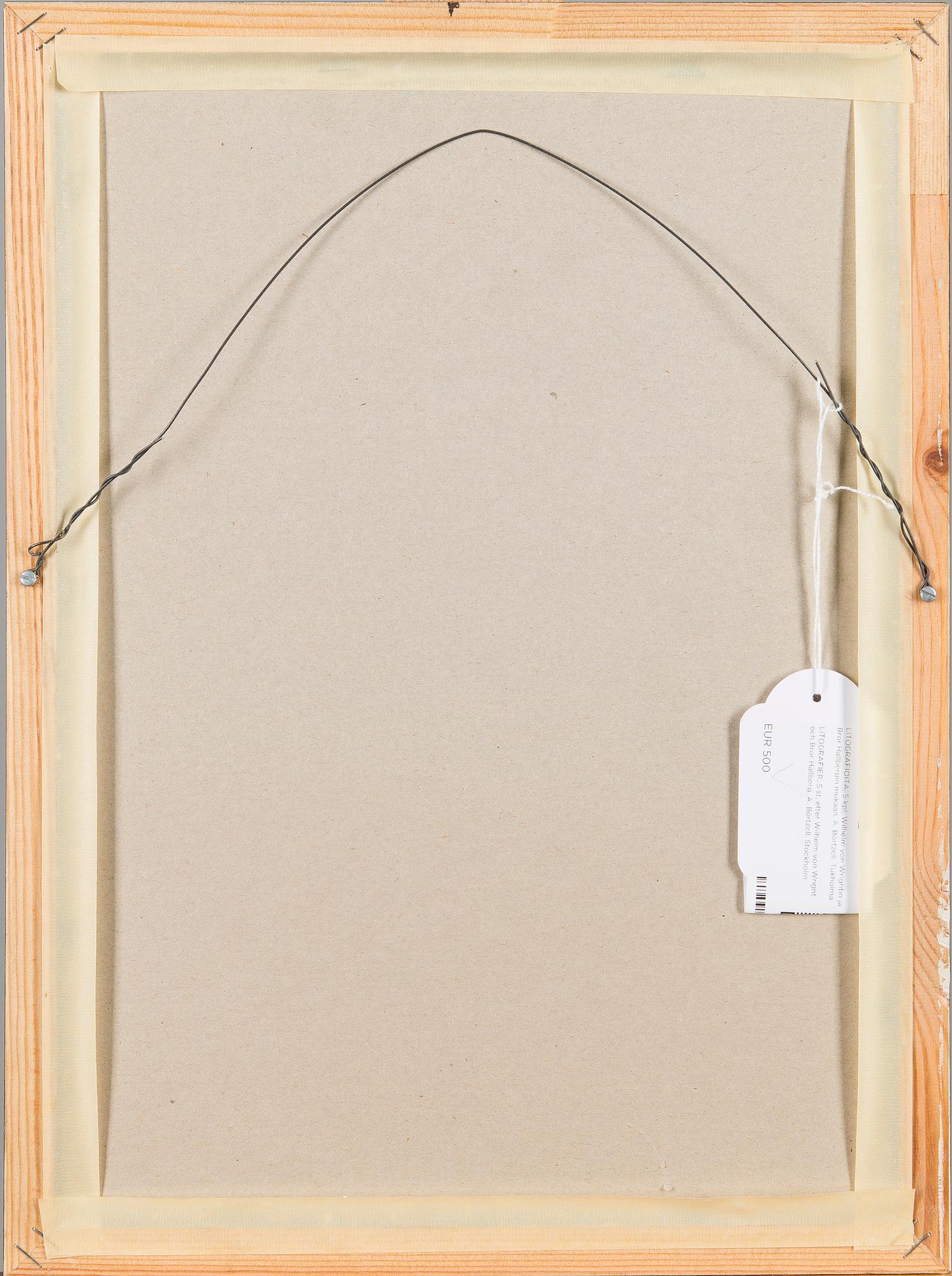 LITOGRAFIER, 5 st, efter Wilhelm von Wright och Bror Hallberg. A. Börtzell, Stockholm.