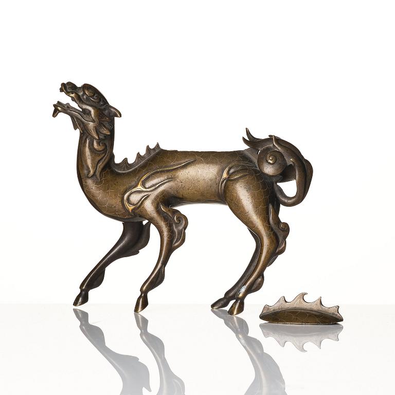 A bronze censer with cover, Qing dynasty, 18th century.