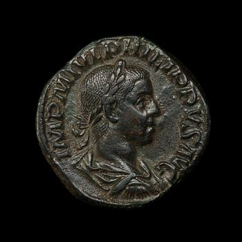 ANTIKT MYNT. Rom. Kejsardömet. Philip I  244-249. Sestertie.  Brons 18,52 g.