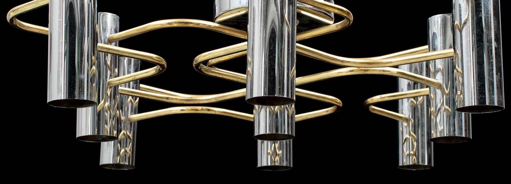 An eight-light ceiling light, second half of the 20th century.