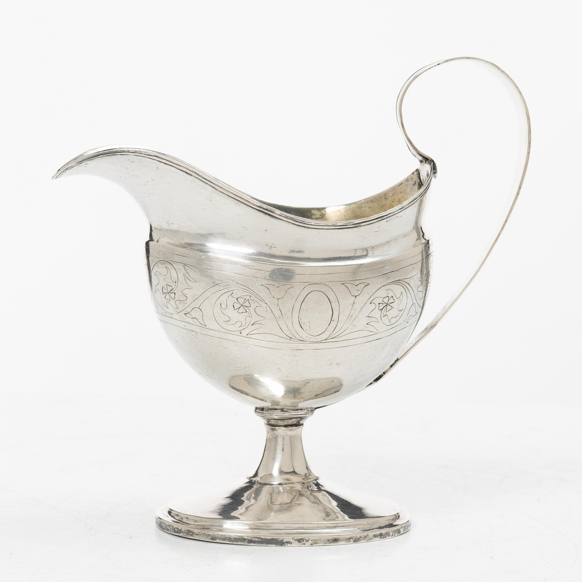 Carl Zacharias Schultz, gräddkanna, silver, (verksam 1819-1847) Tavastehus, Finland.