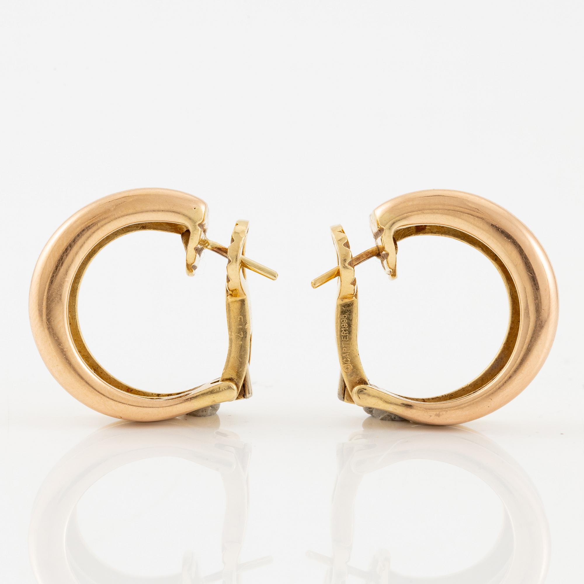 Cartier ett par örhängen "Trinity" 18K guld i tre färger, 1995.
