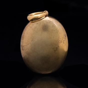MEDALJONG, 18K guld, pärlor, emalj. Troligtvis England, 1800-tal.