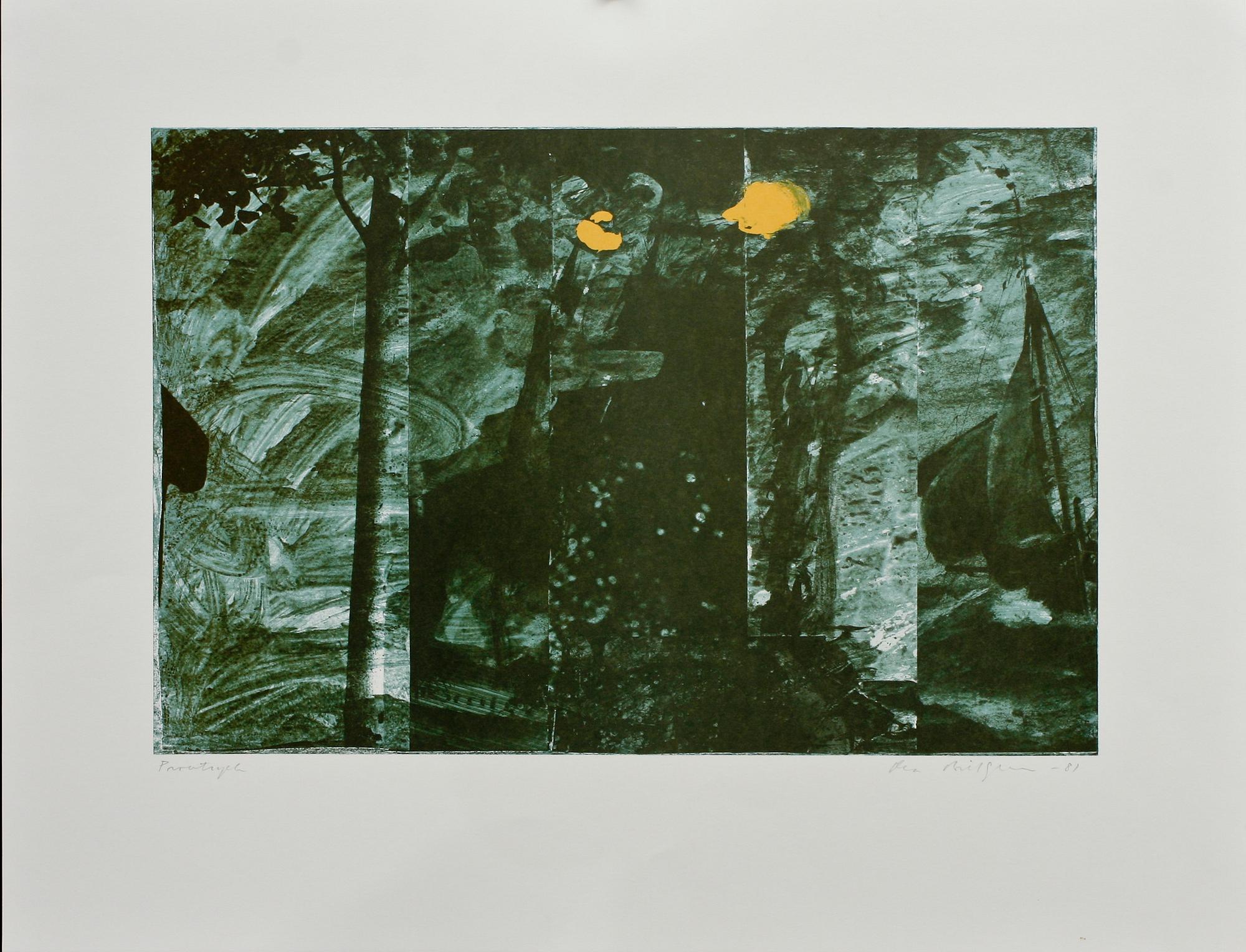 OLA BILLGREN, färglitografi, provtryck, sign o dat -81.