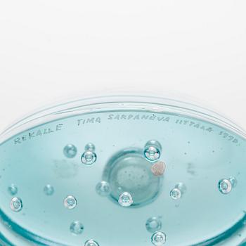 Timo Sarpaneva, lasiveistoksia, kynttilänjalkoja, 4 kpl, "Arktia", signeerattu Timo Sarpaneva Iittala 1990.