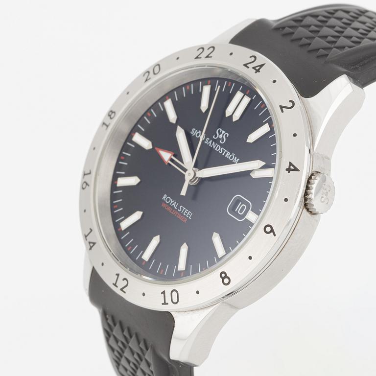 Sjöö Sandström, Royal Steel, Worldtimer, "SÄPO/Swedish Security Service", armbandsur, 41 mm.