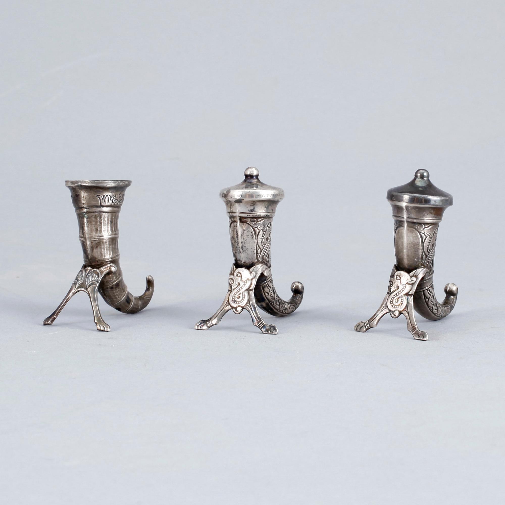 SALTKAR, 2+1 st, sterlingsilver, Norge och Sverige. Total vikt ca 48 gram.