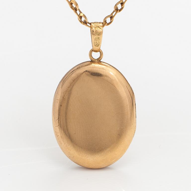Kaulakoru/Medaljonki, 18K kultaa. Frans Wilhelm Tanner, Pori 1907.