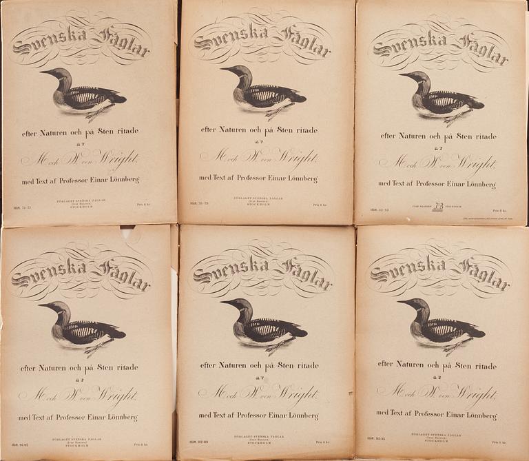 M o W VON WRIGHT, "Svenska fåglar", ca 50 häften, Ivar Baarsens förlag, Stockholm, 1910-1920-tal.