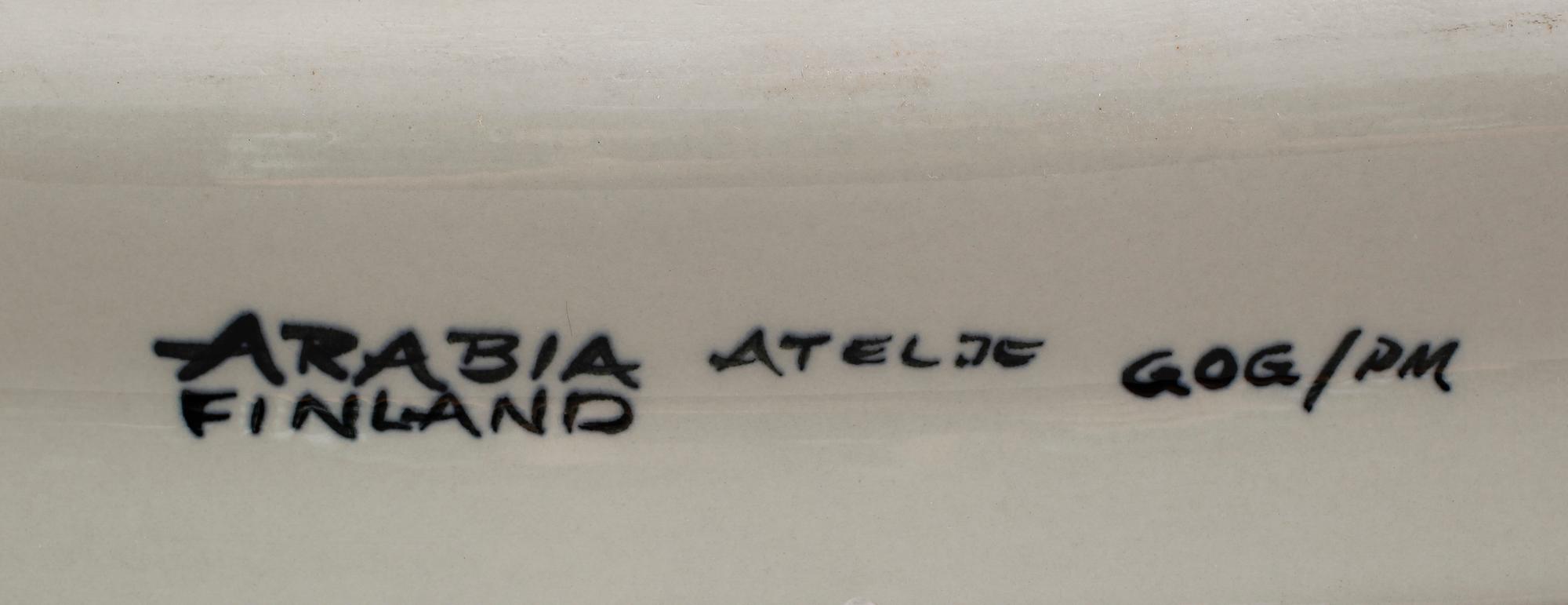 FISKFAT, keramik, Gunvor Olin-Grönqvist, Arabia, 1900-talets andra hälft.